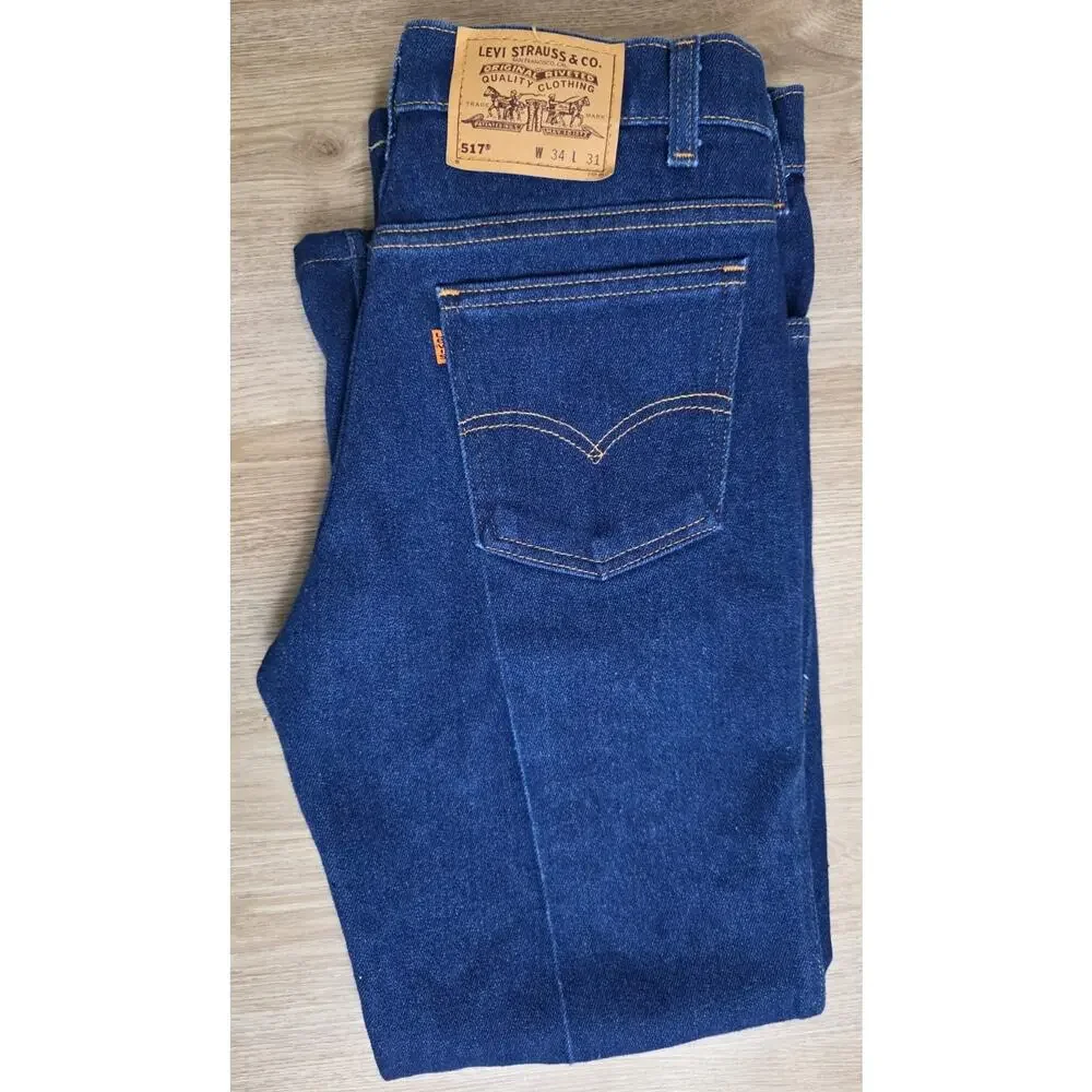 Levi's 517 Bootcut Jeans Men's 34x28 Dark Wash USA Vintage Orange Tab